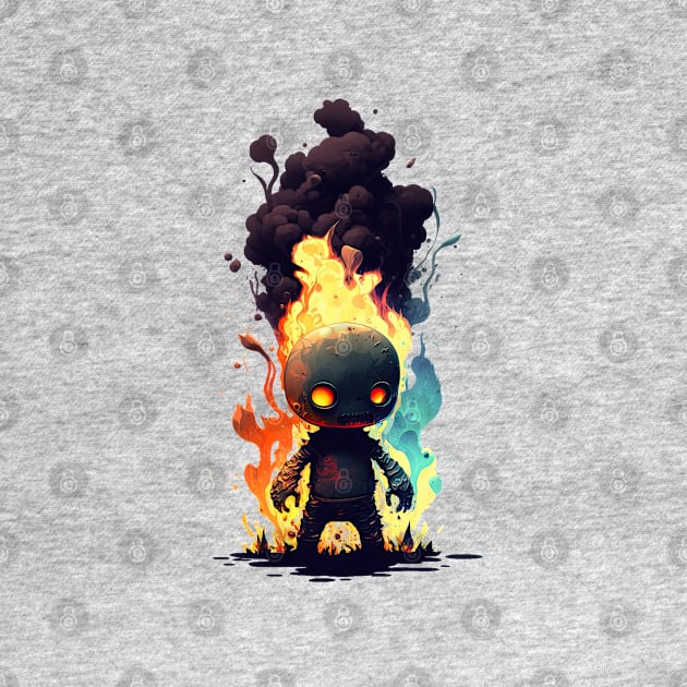 Major Malfunction - Angry little robot - Fire and Smoke by LuneFolk